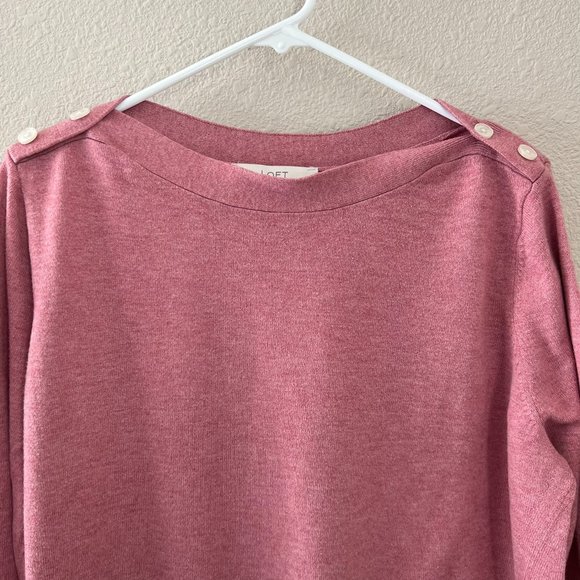 LOFT Pink Women's Sweater Buttons on Shoulder Long Sleeve Size XL - Picture 5 of 6